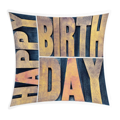 Birthday Wooden Printing Blocks Square Pillow Cover -  Ambesonne, min_34362_16X16
