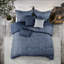 Édredon imprimé en seersucker très grand - bleu marine, microfibre douce, 2 coussins décoratifs carrés 7 pièces bleu marine en seersucker, literie chaude