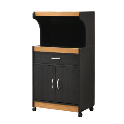 Rolling Kitchen Cart with Microwave Shelf, Utensil Drawer, Interior Cabinet Storage Space and Locking Wheels by L