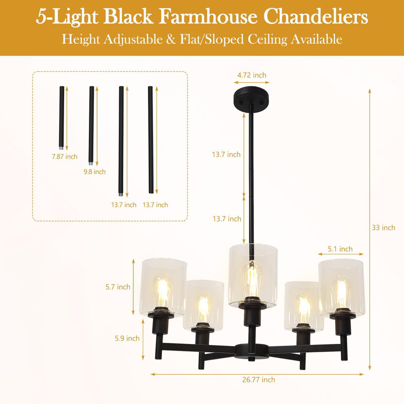 Lustre conique à 5 lumières Erby