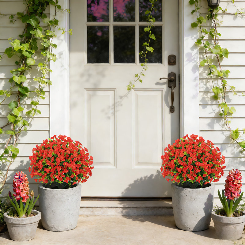 24 po Gloire artificielle rouge matinale avec eucalyptus, décor floral artificiel audacieux pour intérieur / extérieur, Rouge