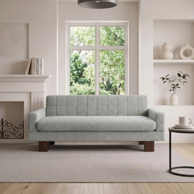 Causeuse moderne à 2 places avec dossier capitonné en biscuit, accoudoirs carrés et siège à coussin simple