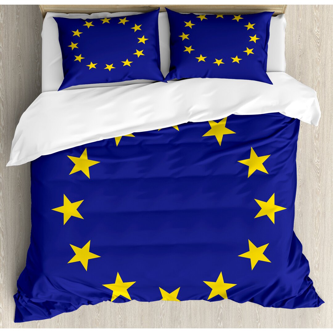 Bettbezug Set, Einfache Europäische Union Flag, Europa, Gelb / Blau