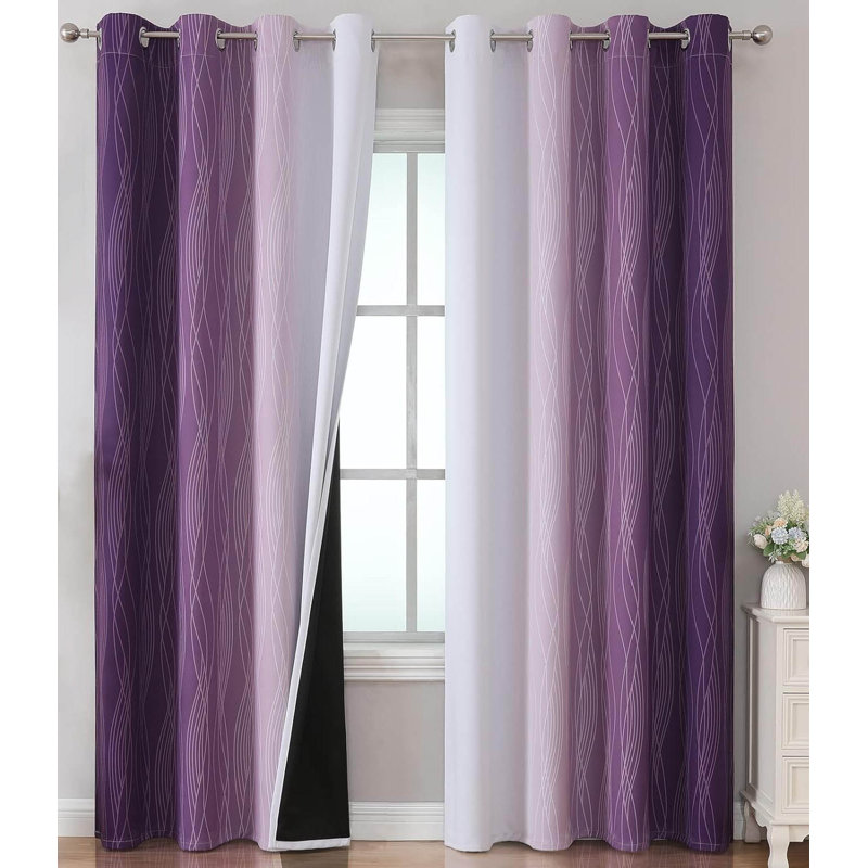 Blackout Curtain Pair, Yellow/Grey