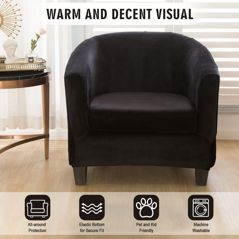 Housse pour fauteuil de café en velours avec housses de coussin de boîte Devrick, Noir