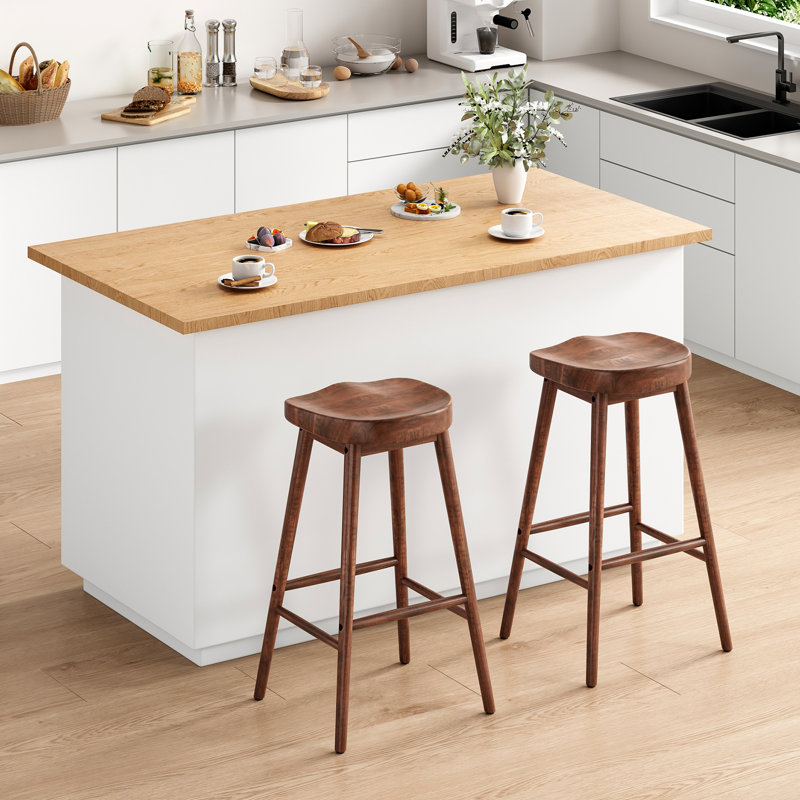 Tabouret de bar en bois massif Danel, Noyer, Tabouret de bar (siège d'une hauteur de 30,3 po)