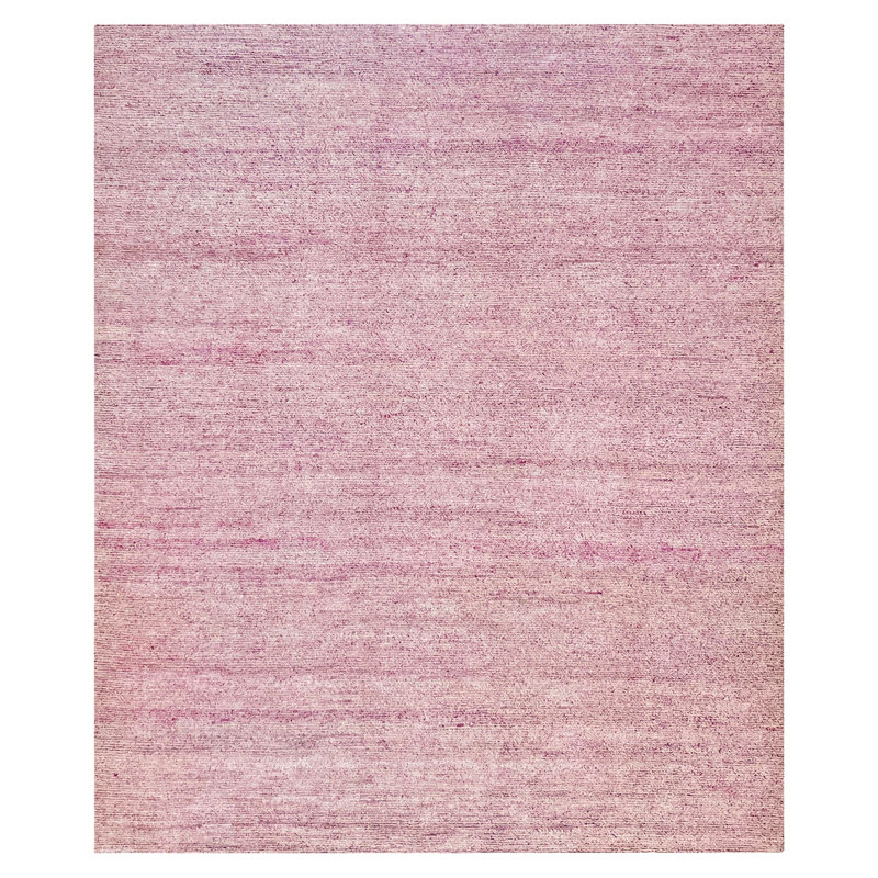 Pink Solid Textured Silk Rug - 8' x 10'