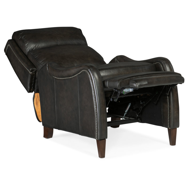 Sulema Leather Power Recliner, Dark Brown Genuine Leather, Manual