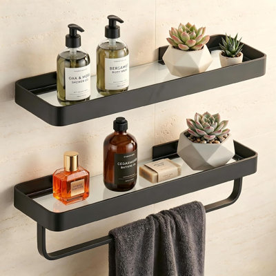 Étagère de salle de bain Étagère de salle de bain avec tablettes en verre noir
