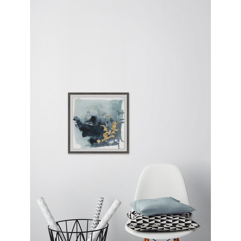 «Cerulean and Gold I», reproduction de peinture acrylique encadrée, H 32 po x l 32 po x P 1,5 po