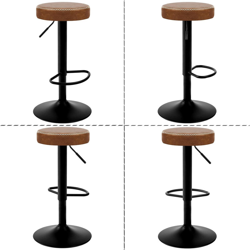 Rukhsar Swivel Upholstered Adjustable Height Counter Stool with Metal Frame, Brown