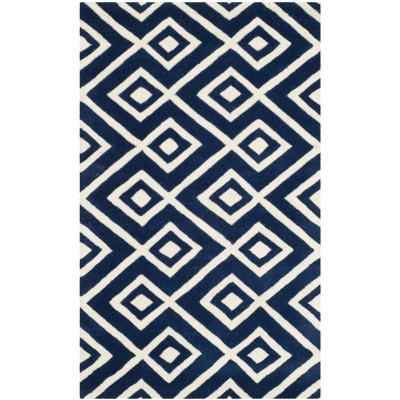 Hunterdon Geometric Wool Hand Woven Area Rug, Rectangle 122 x 183 cm