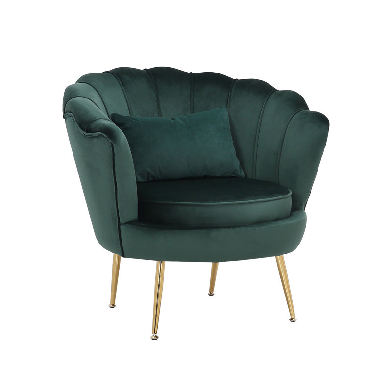 Fauteuil demi-tonneau en velours 32,5 po Mandloi, Vert