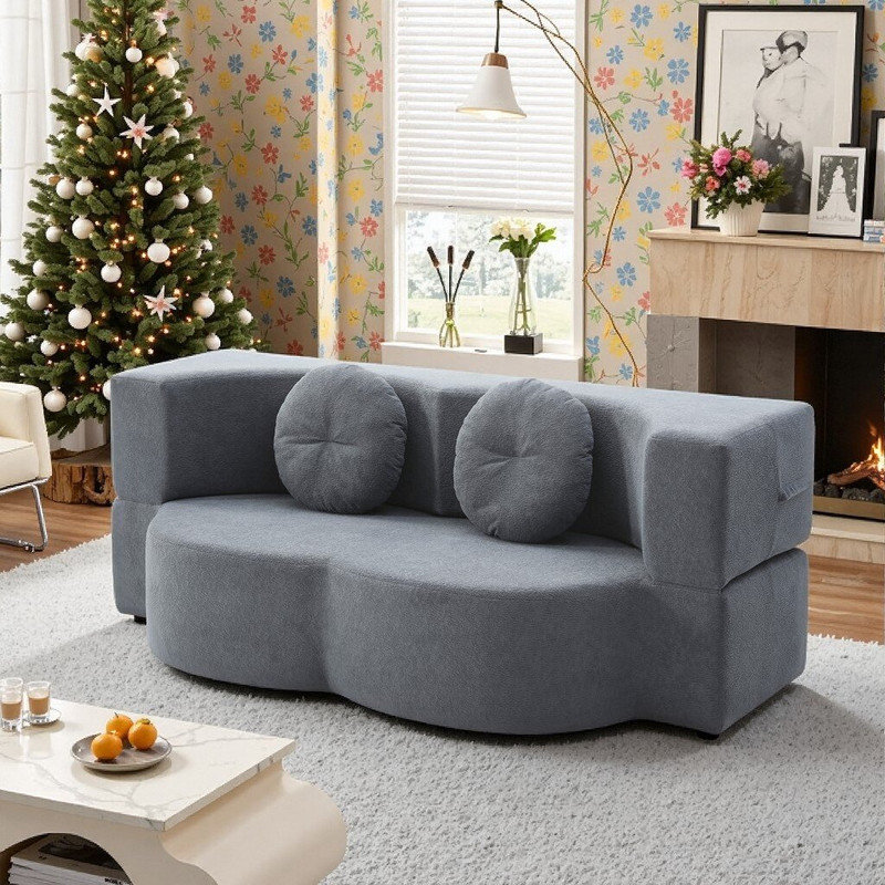 Canapé-lit pliant 2 en 1 avec matelas pour canapé-lit Futon, Gris