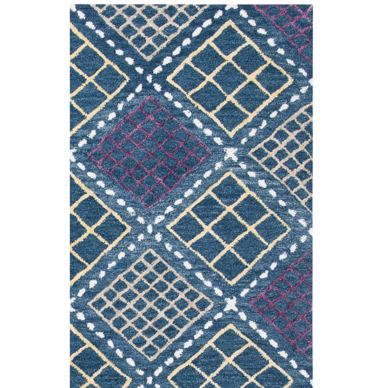 Metro Hand Tufted Wool And Cotton With Latex Geometric Rug, Rectangle 5' x 8'
