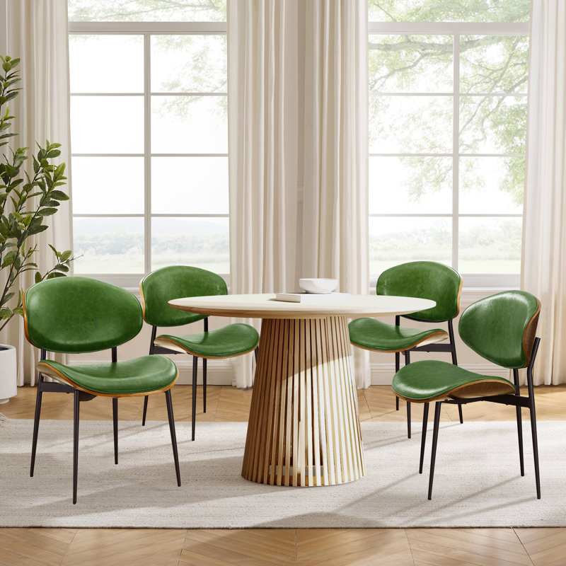 46cm H Upholstered Metal Side Chair, Green