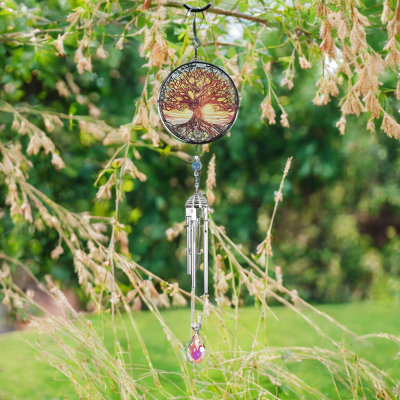 21" Long Tree of Life Silhouette Scene Wind Chime