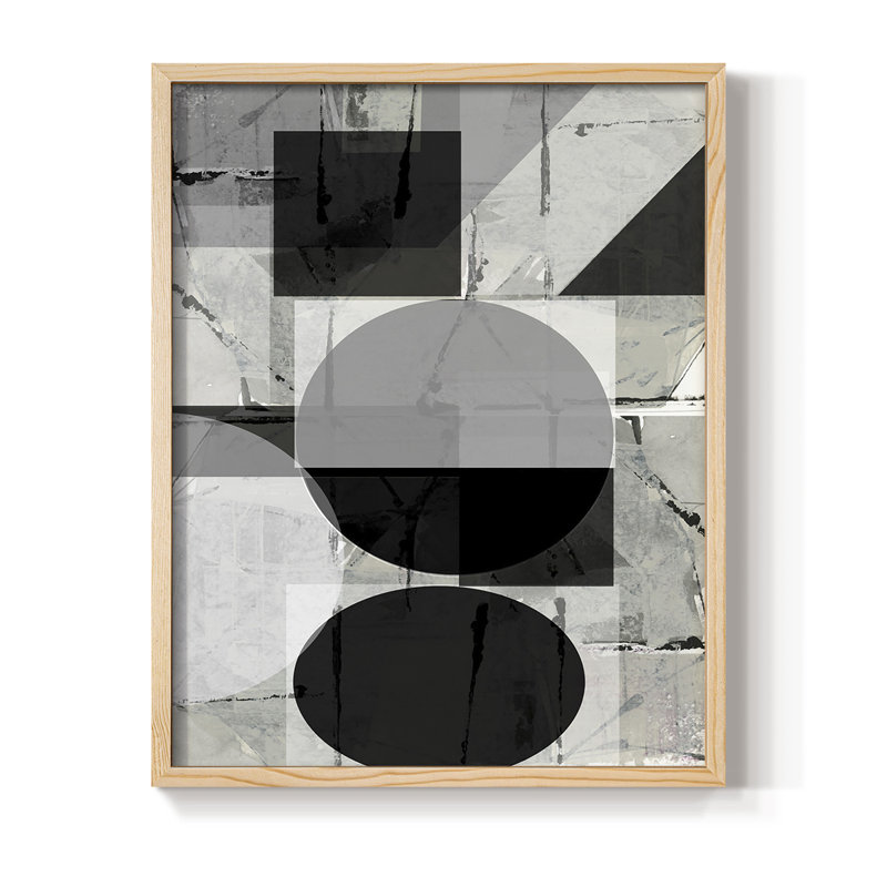 «Abstract Neutralité II», reproduction encadrée - bois massif, H 11 po x l 9 po