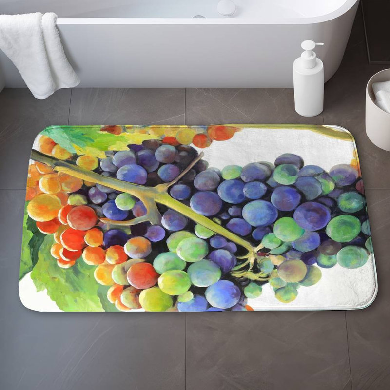 Colorful bunch of grapes Bath Mat with Non-Slip Backing - Quick Dry Memory Foam Bathroom Rug - Absorbent - Modern Plush Spa-Style - Machine Washable