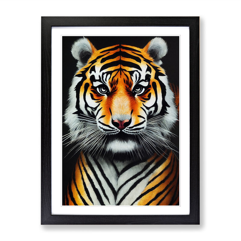 FRM-V0523-2513X Tiger Portrait Vol.1 - Print, 46cm H x 34cm W x 2cm D, Oak