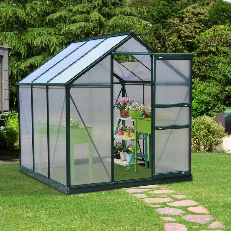 Serre vert foncé avec design fonctionnel pour l'espace extérieur, feuilles d'aluminium et de polycarbonate de 29,4 po x 29,7 po x 31,2 po