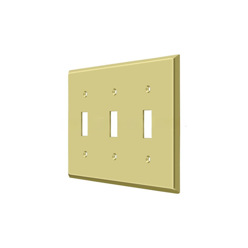 Deltana SWP4763U3 Switch Plate; Triple Standard; Bright Brass Finish, Brass