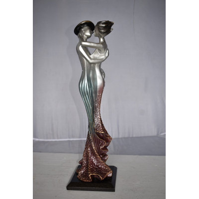 Young Lovers French Kissing Statue Made of Resin Size: 7" x 7" x 23"H
