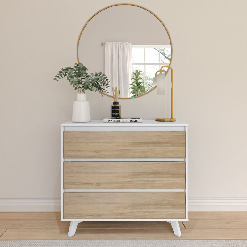 Lauritzen Plank+Beam Scandinavian 3-Drawer Dresser, White/Blonde