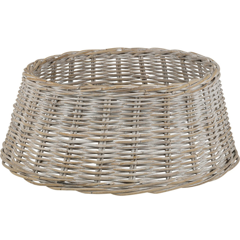 70cm Christmas Tree Skirt Bamboo Wicker Natural Xmas Cover Large Base Decoration, White Wash