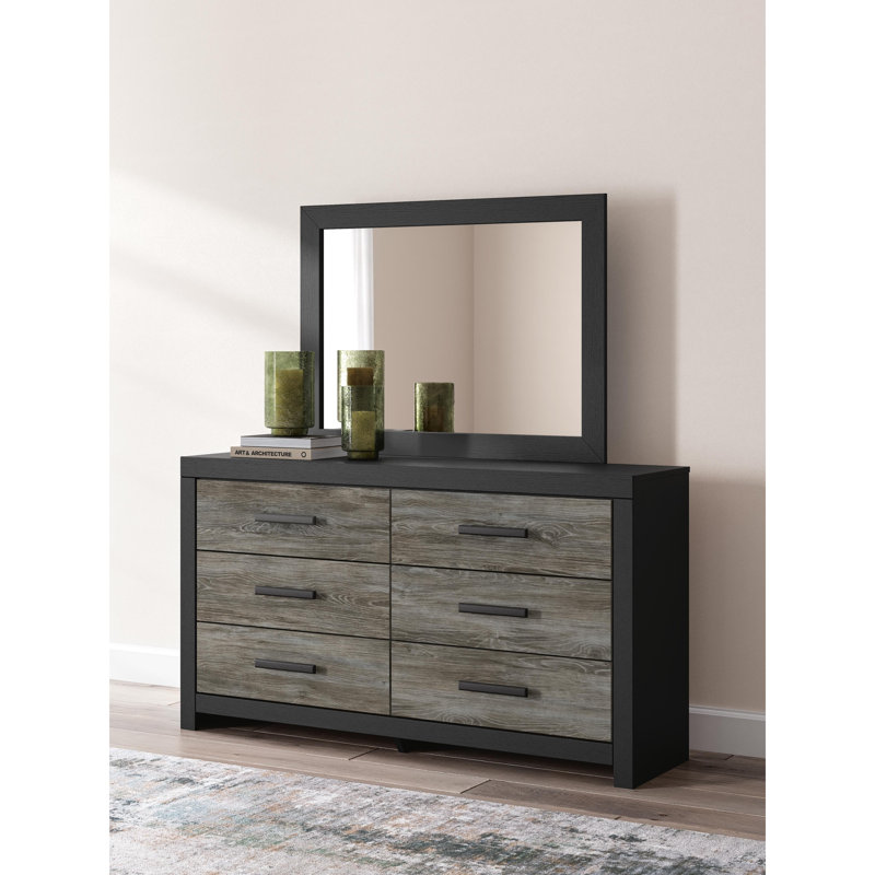 Commode et miroir Lumberton, Grey/Black