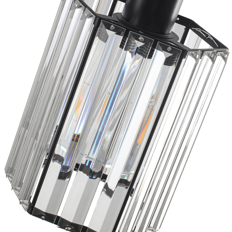 2 Pack Crystal Pendant Lighting For Kitchen Island, Black
