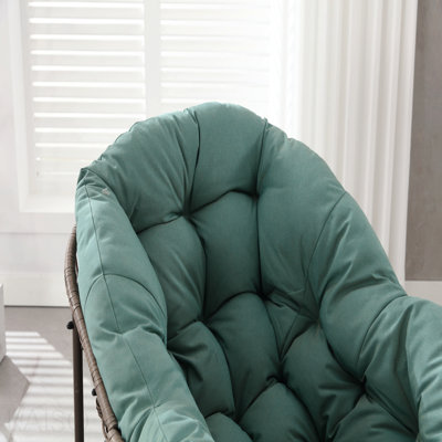 Chaise berçante d'extérieur, chaise berçante surdimensionnée en osier pour patio, chaise berçante confortable pour l'intérieur et l'extérieur avec coussin épais, chaise longue moderne pour balcon, porche, jardin, cour arrière, kaki