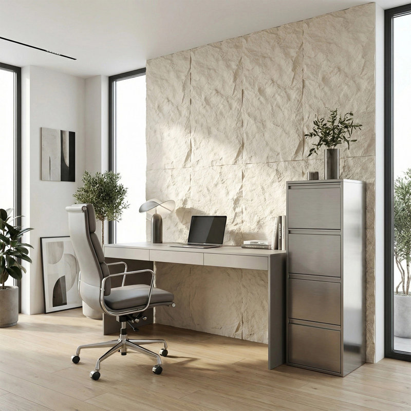 Panneaux muraux décoratifs 3D en fausse pierre, Blanc calcaire