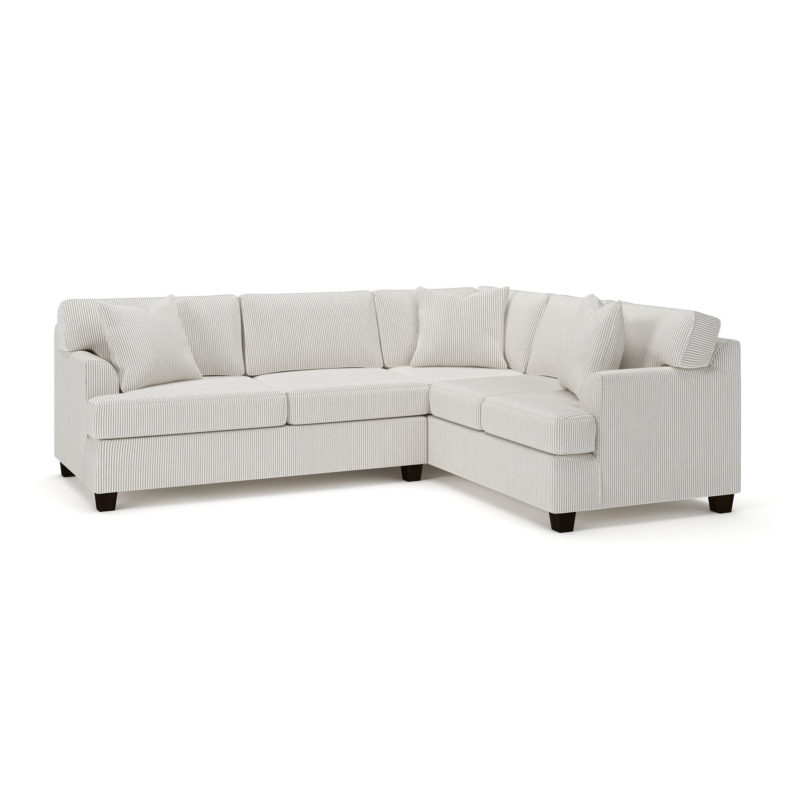Conradina Upholstered L-Sectional, Cruise Adrift Woven Stripe, Right Hand Facing