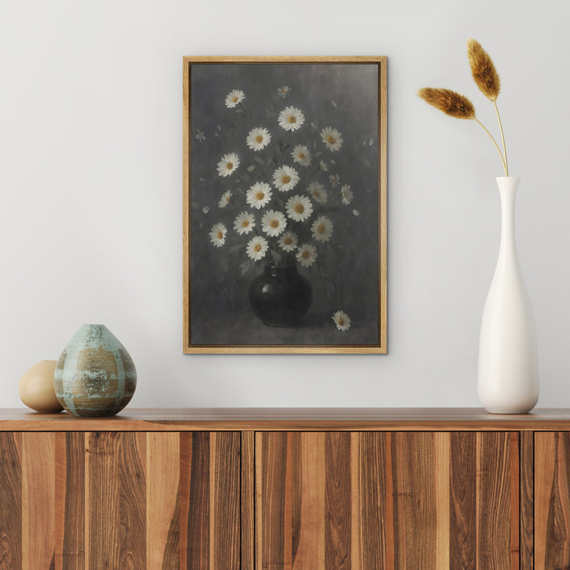 Reproduction d'art sur toile encadrée - œuvre d'art botanique florale rétro pour le décor du salon, H 36 po x l 24 po