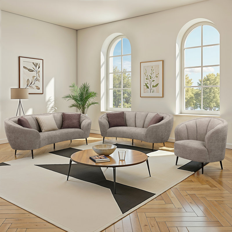 Ensemble de canapé rembourré 3 pièces beige