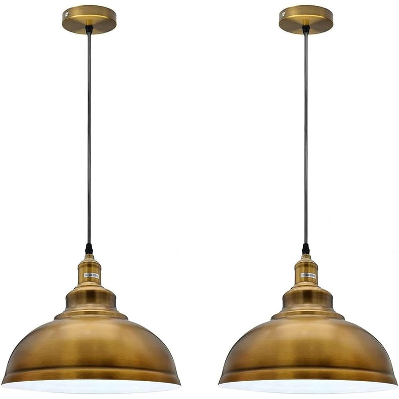 2 - Light Dome Pendant, Yellow Brass