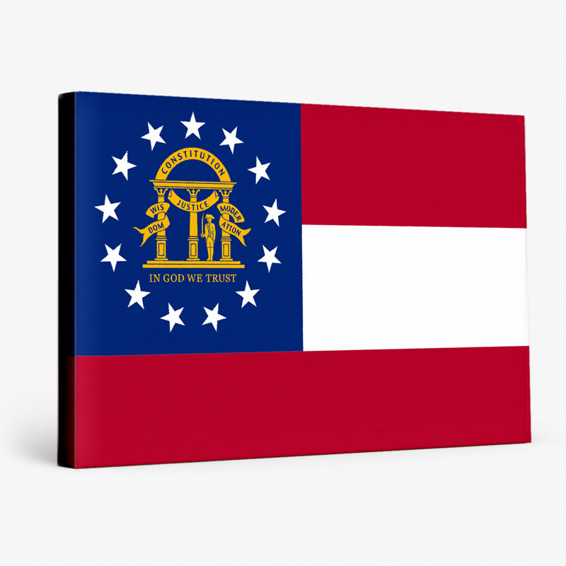 Georgia State Flag - paysage, art mural sur toile, L 30 po x H 20 po