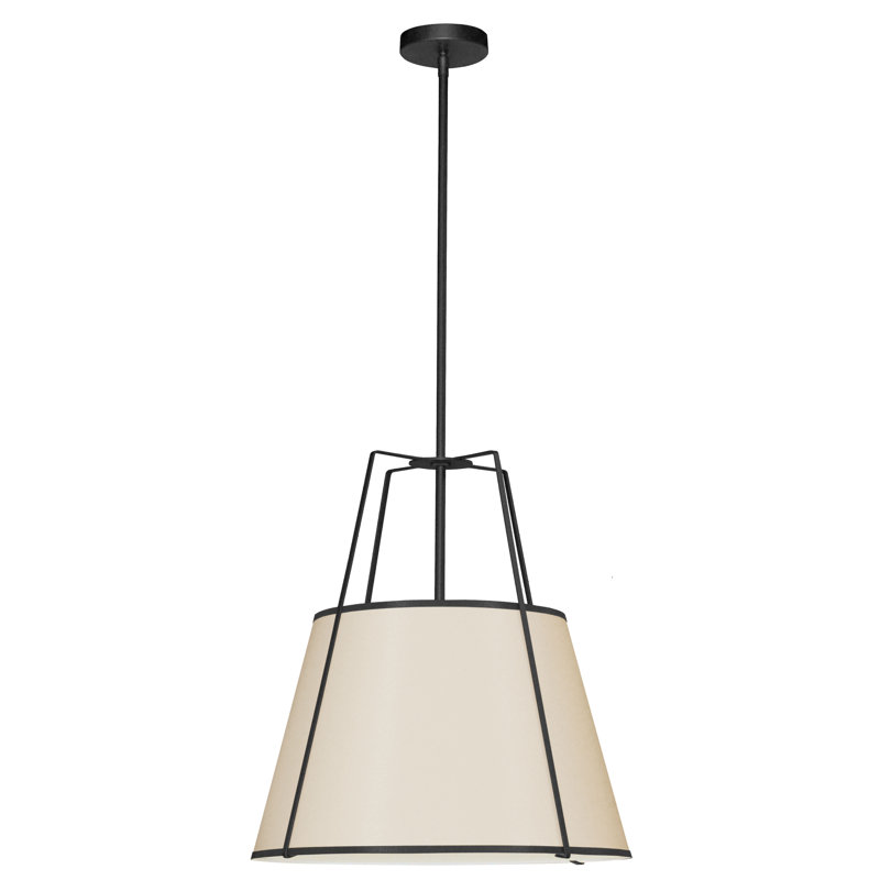 Luminaire suspendu 1 lumière trapézoïdale, Noir, Crème