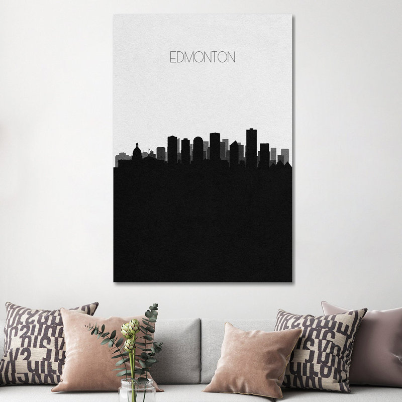 Edmonton, Canada City Skyline 1 Piece Wall Art on Canvas, 30.48 cm H x 45.72 cm W, Wrapped Canvas