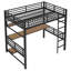 Structure de lit mezzanine en métal avec tablette de rangement et lumière DEL, filet de fer