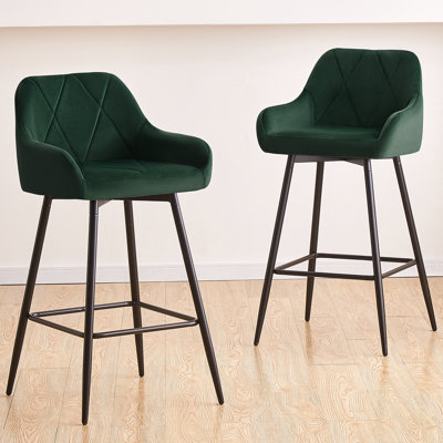 Lovington 71cm Velvet Bar Stools with Armrest