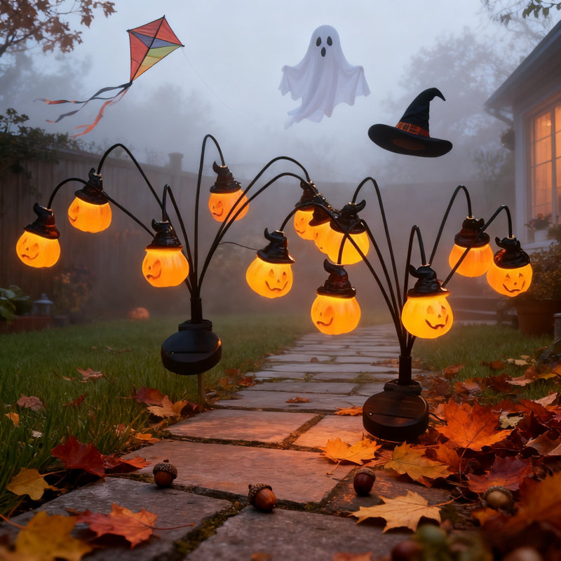 Solar-powered 6-head Pumpkin Light (set Of 4)