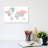 Welcome To The World World Map In Coral And Teal by Blursbyai - Gallery-Wrapped Canvas Giclée on Canvas-787166236-787166241