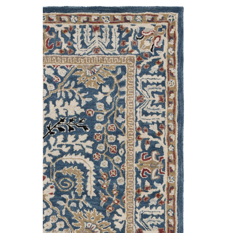 Antiquity Hand-Tufted Dark Blue Area Rug, Rectangle 5' x 8'