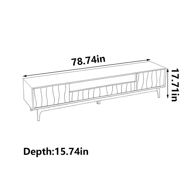 Meuble télé en noyer noir, H 17,71 po x l 78,74 po x P 15,74 po