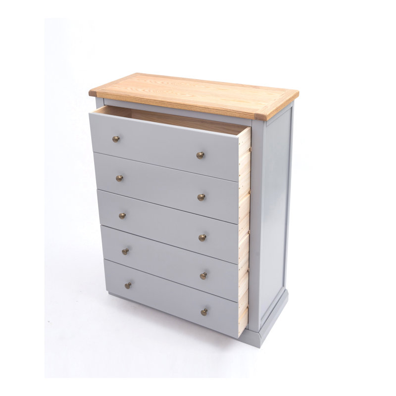 Minard 90cm W 5 - Drawer Chest of Drawers, Grey/Gold