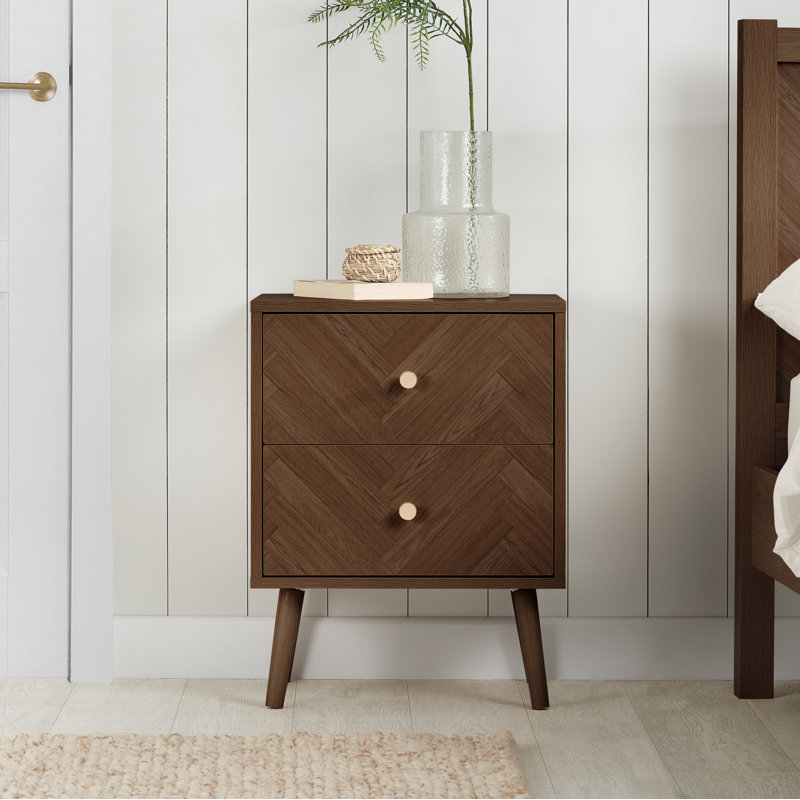 Mardell 45cm W Particle Board Bedside Table, Walnut