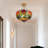 Flower Pendant Light  Stained Glass With 3-Warm Light