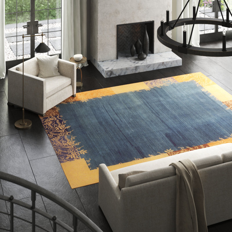 Takyu III Hand-Knotted Area Rug in Tidal Blue, Rectangle 9' x 12'